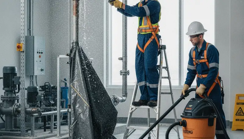 Emergency plumber repairing burst pipe in Columbus, OH home