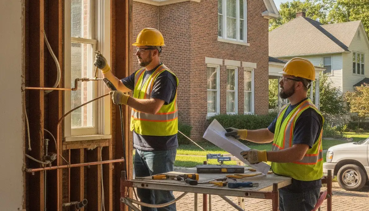 Plumber repairing a leak in Columbus, OH for residential plumbing service