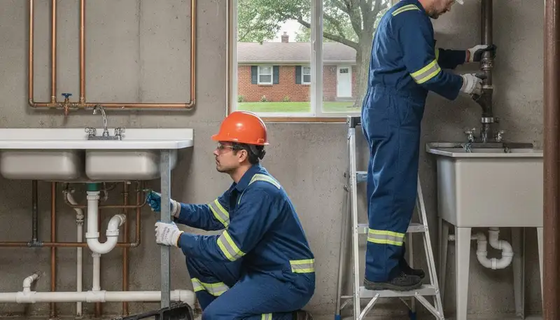 Plumber repairing pipe leak in Columbus, OH for reliable plumbing service