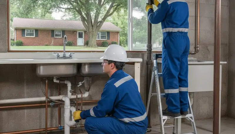 Columbus, OH plumber inspecting pipes for plumbing repair service