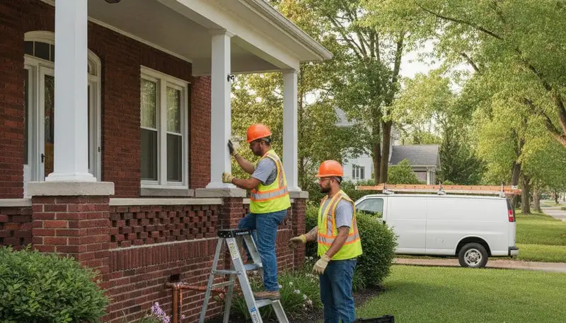 Columbus, OH plumber repairing a leaking pipe for a residential plumbing service