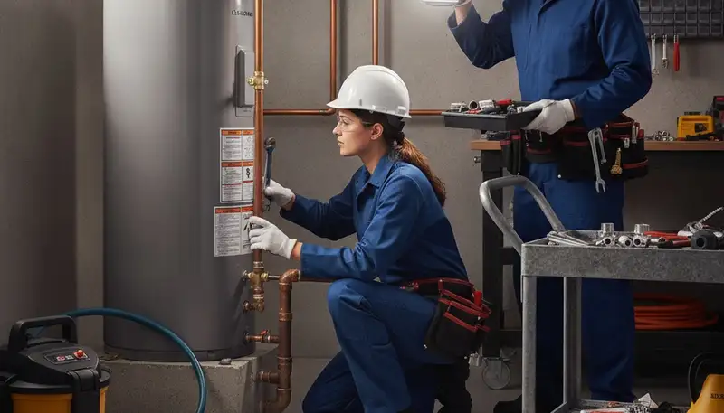 Columbus, OH plumber repairing a leaking pipe for residential plumbing service