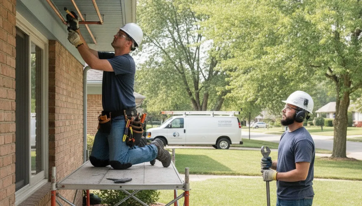 Columbus, OH plumber repairing a residential pipe for fast plumbing service