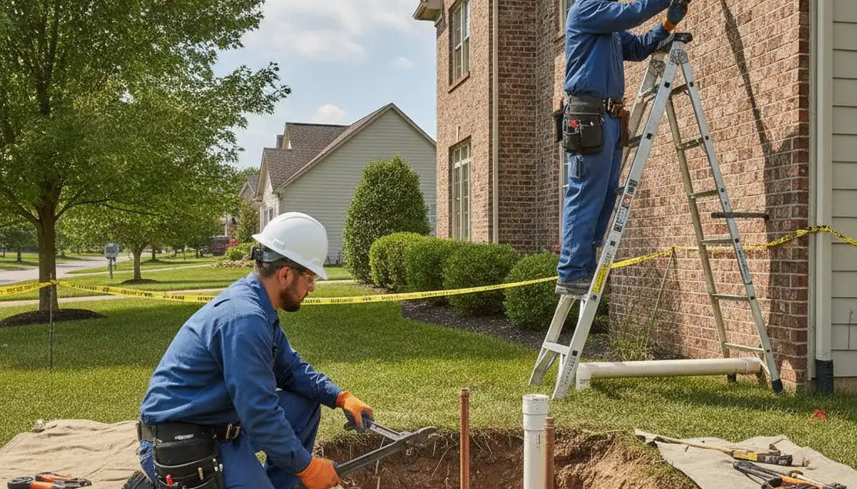 Columbus, OH plumber repairing a residential pipe for plumbing repair services