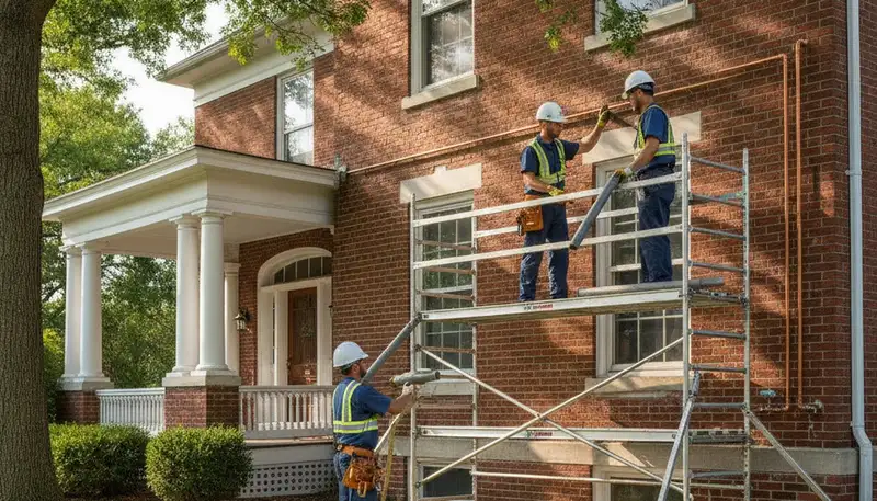 Columbus, OH plumber repairing a residential pipe for plumbing service