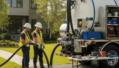 Septic pumping service truck for Columbus, OH homes on a plumbing repair job