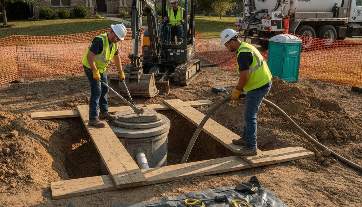Septic repair service truck for Columbus, OH homes from On Call Plumbers
