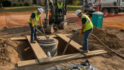 Septic repair service truck for Columbus, OH homes from On Call Plumbers