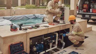 Columbus, OH plumber repairing spa jets for a home spa service call
