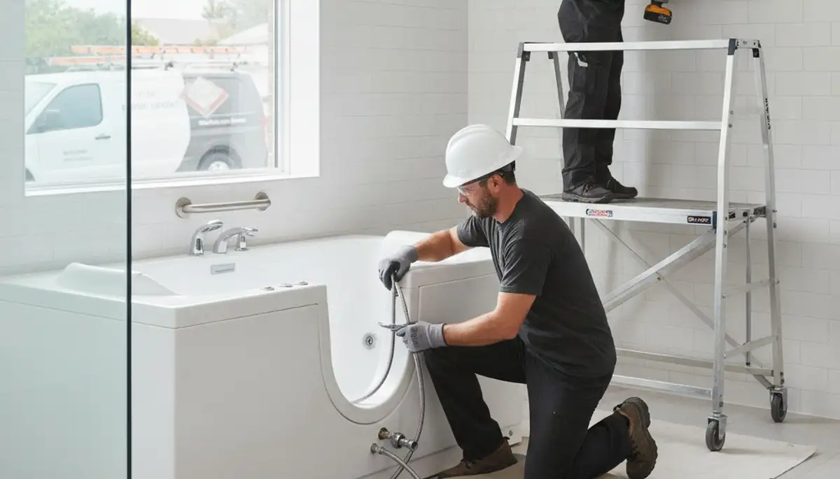 Walk in tub installation by Columbus, OH plumbers for safer home bathing
